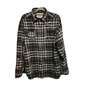 Cakeworthy Coraline 100% Cotton Flannel Black & White Plaid Shirt 3XL